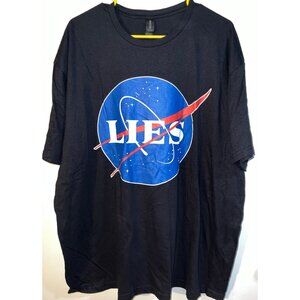 Gildan Softstyle Lies Parody T-Shirt 2XL Black 100% Cotton Graphic Tee Unisex